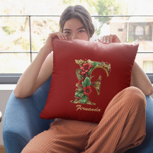 Custom Verziert Monogram F Christmas Red Gold