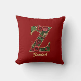 Custom Verziert Monogram Z Christmas Red Gold Kissen
