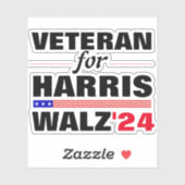 Custom Veterans for Harris Waltz 2024 Election Aufkleber (Blatt)
