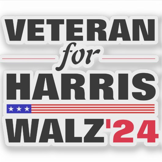 Custom Veterans for Harris Waltz 2024 Election Aufkleber (Vorderseite)