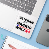 Custom Veterans for Harris Waltz 2024 Election Aufkleber (Laptop mit iPhone)