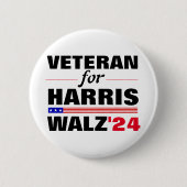 Custom Veterans for Harris Waltz 2024 Election Button (Vorderseite)