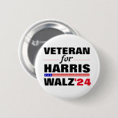Custom Veterans for Harris Waltz 2024 Election Button (Vorne & Hinten)