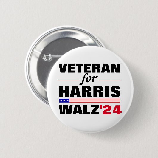 Custom Veterans for Harris Waltz 2024 Election Button (Vorne & Hinten)