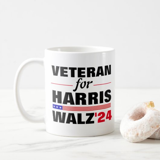 Custom Veterans for Harris Waltz 2024 Election Kaffeetasse (Mit Donut)