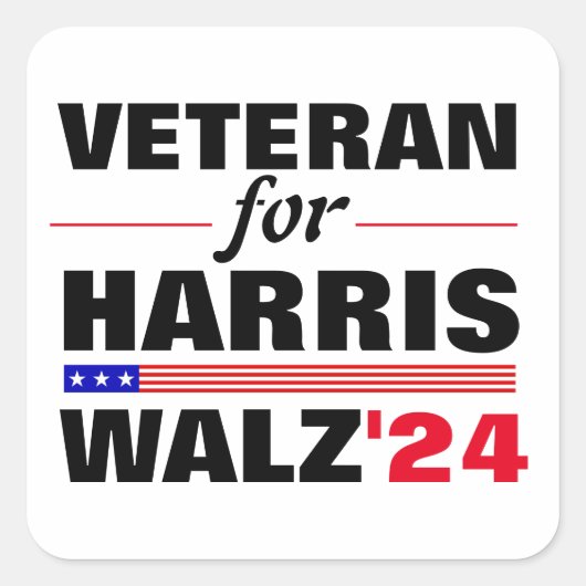 Custom Veterans for Harris Waltz 2024 Election Quadratischer Aufkleber (Vorderseite)