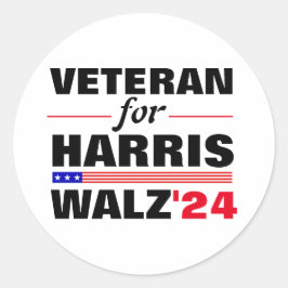 Custom Veterans for Harris Waltz 2024 Election Runder Aufkleber