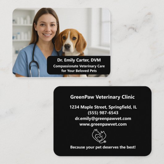 Custom Veterinarian Business Card with Photo Visitenkarte (Vorne/Hinten)