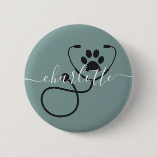 Custom Veterinarian Veterinary Tech Vet Assistant Button