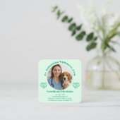 Custom Veterinary Business Card with Photo Quadratische Visitenkarte (Stehend Vorderseite)