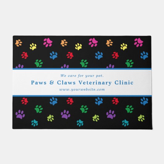 Custom Veterinary Clinic farbenfrohe Paw Prints Bl Fußmatte (Vorderseite)