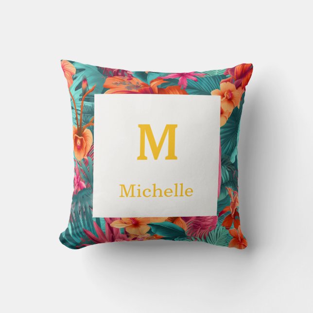 Custom Vibrant Floral Beauty Tropical Interior Kissen (Vorderseite)