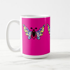 Custom Vibrant Modern Folk Butterfly Art Kaffeetasse
