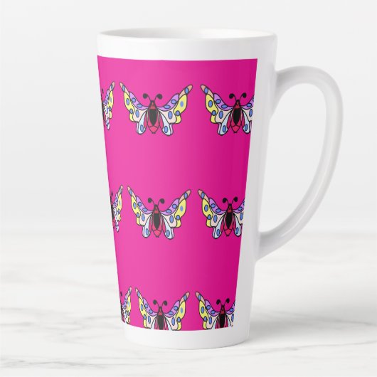Custom Vibrant Modern Folk Butterfly Art Milchtasse (Rechts)