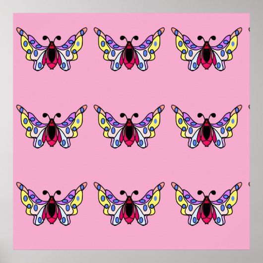Custom Vibrant Modern Folk Butterfly Art Poster (Vorne)
