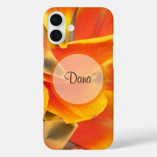 Custom Vibrant Orange Tulip Petals Fotografie iPhone 16 Plus Hülle