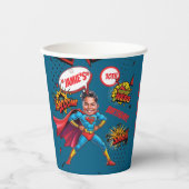 Custom Vibrant Superhero Karikatur 10. Geburtstag Pappbecher (Vorderseite)
