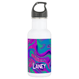 Custom Vibrany Pink Aquamarin Groovy Glitzer Girl Edelstahlflasche