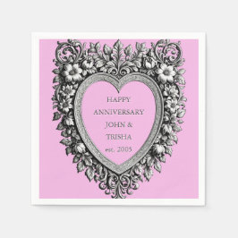 Custom Victorian Scroll Frame ANNIVERSARY – pink  Serviette