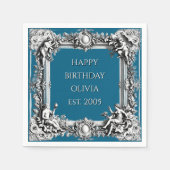 Custom Victorian Scroll Frame Napkin – dark blue Serviette (Vorderseite)