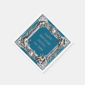 Custom Victorian Scroll Frame Napkin – dark blue Serviette (Ecke)