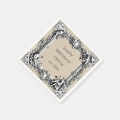 Custom Victorian Scroll Frame Napkin – mocha brown Serviette (Ecke)