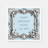 Custom Victorian Scroll Frame Napkin – pale blue Serviette (Vorderseite)