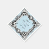 Custom Victorian Scroll Frame Napkin – pale blue Serviette (Ecke)