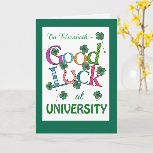 Custom Viel Glück an University Four-Leather Clove Karte (Gelbe Blume)