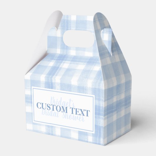 Custom Vielen Dank Blue Gingham Watercolor Geschenkschachtel (Rückseite)
