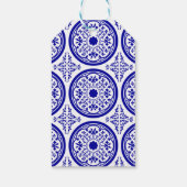 Custom Vielen Dank Blue White Gothile Muster Geschenkanhänger (Rückseite)