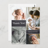Custom Vielen Dank Chalkboard Foto Collage Baby Postkarte (Vorne/Hinten)