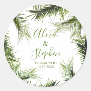 Custom Vielen Dank Palm Blätter Tropical Wedding Runder Aufkleber