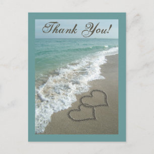 Custom Vielen Dank Postcard - Sand Hearts/Aqua Bea Postkarte