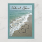 Custom Vielen Dank Postcard - Sand Hearts/Aqua Bea Postkarte (Vorderseite)