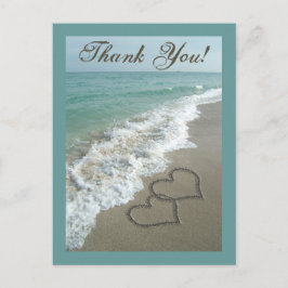 Custom Vielen Dank Postcard - Sand Hearts/Aqua Bea Postkarte