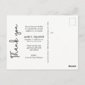 Custom Vielen Dank Script Baby Foto Postkarte (Rückseite)