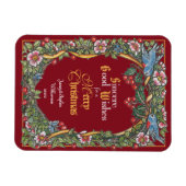 Custom Viktorianisch Christmas Floral Bird Burgund Magnet (Horizontal)