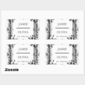 Custom Viktorianisch Scroll Frame Napkin - Hochzei Rechteckiger Aufkleber (Blatt)