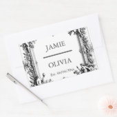 Custom Viktorianisch Scroll Frame Napkin - Hochzei Rechteckiger Aufkleber (Umschlag)