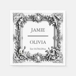 Custom Viktorianisch Scroll Frame Napkin - Hochzei Serviette