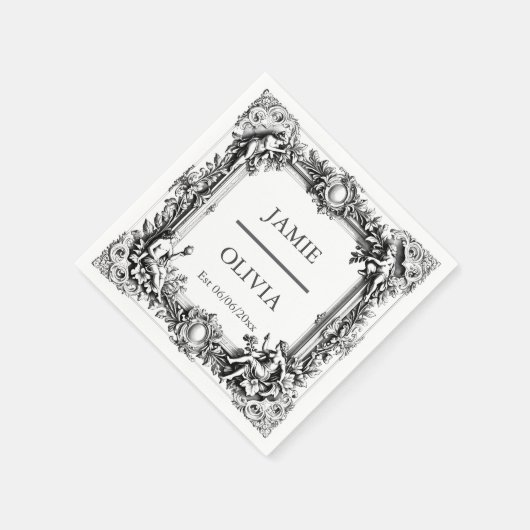 Custom Viktorianisch Scroll Frame Napkin - Hochzei Serviette (Ecke)