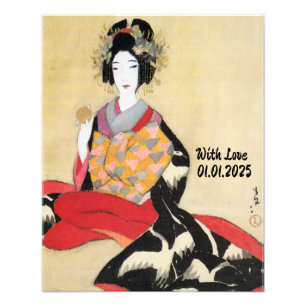 Custom Vintag Ästhetik Japan Kimono Illustration Fotodruck