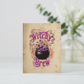 Custom Vintag Beängstigend Cauldron Brew Halloween Postkarte (Stehend Vorderseite)