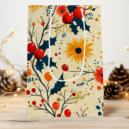 Custom Vintag Floral Berry Geschenktasche Geschenktüte Für Weinflaschen