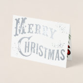 Custom Vintag Frohe Weihnachten mit Holly Blätter Folienkarte (Vorderseite)