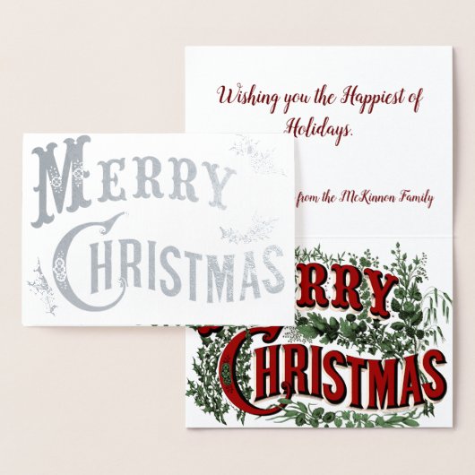 Custom Vintag Frohe Weihnachten mit Holly Blätter Folienkarte (Anzeige)