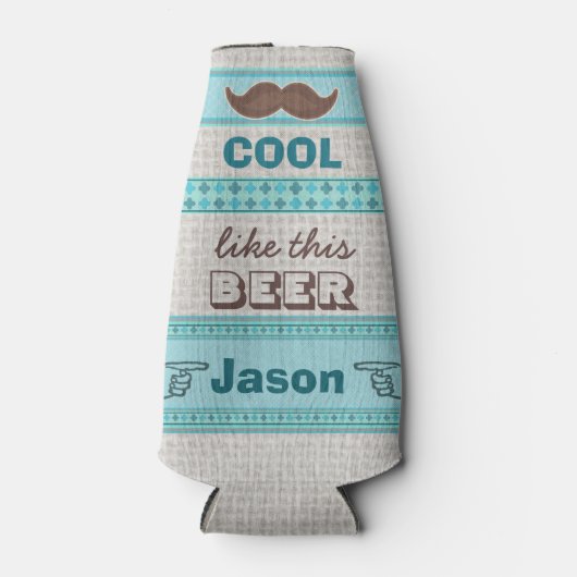 Custom Vintag Hipster Mustache Flasche Cooler Flaschenkühler (Vorderseite)