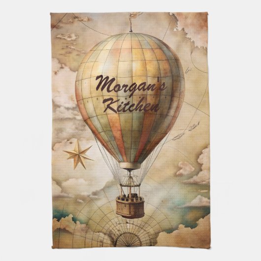 Custom Vintag Hot Air Ballon | Antiquitätenreise Geschirrtuch (Vertikal)