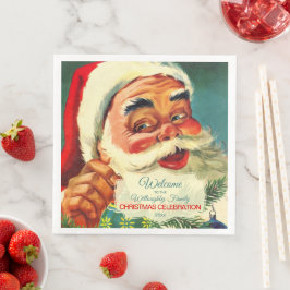 Custom Vintag Jolly Santa Claus Face Napkins Serviette